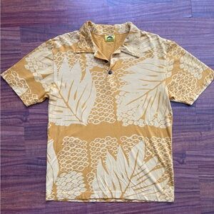 Kealopiko Mustard Ulu Leaf Print Men's Shirt
